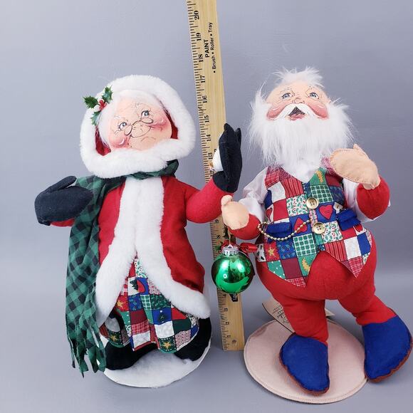 Vintage 1997 Annalee 18" Santa Cluas & Mrs Claus Mobilitee Dolls Rare - Picture 6 of 13